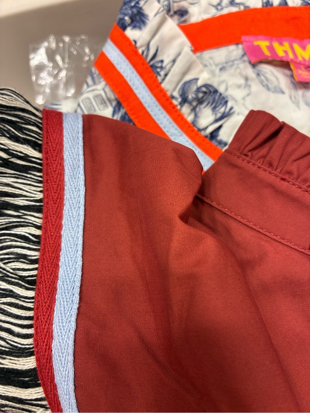 THML Brick Red Fringe Sleeve Short-Sleeve Blouse - Picture 6 of 8